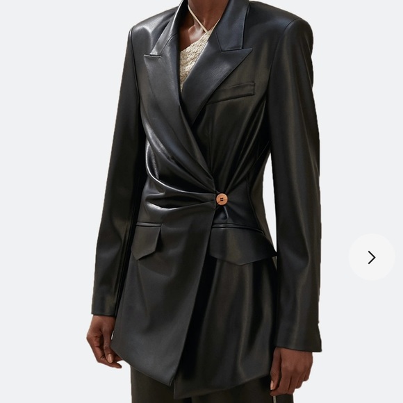 LIKE NEW! NANUSHKA Blair Wrap Front Vegan Leather Jacket - black SMALL - Picture 2 of 10